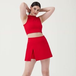 Spanx red Contour Rib Front Slit Skort, 14" size L